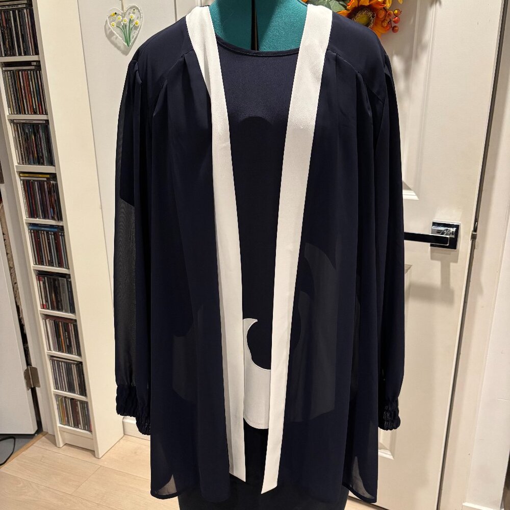 Three pieces elegant white and blue lady dress size XL